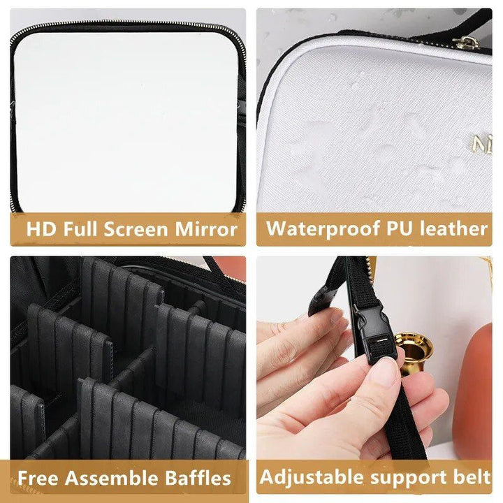 Illuminated LED Cosmetic Case with Mirror - Portable & High-Capacity Makeup Organizer