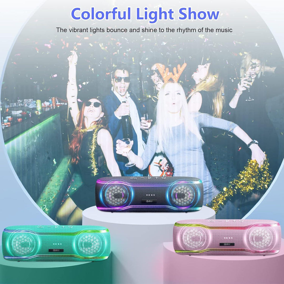 25W Waterproof Outdoor Bluetooth Speaker with RGB Light & Stereo Surround Sound