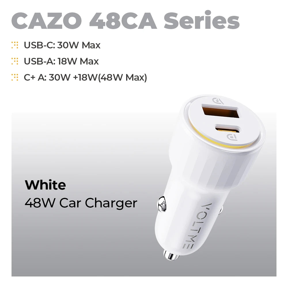 48W USB C Car Charger with 30W PD and 18W QC 3.0 for iPhone 15/14/13 and Samsung Galaxy S24 Ultra