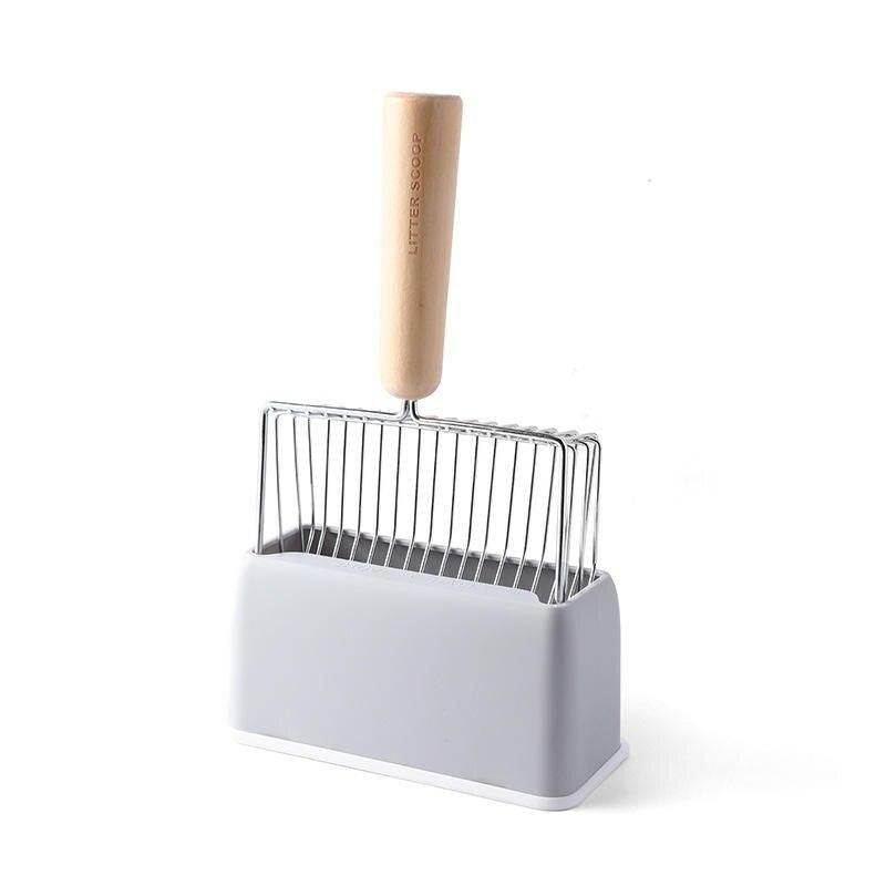 Durable Cat Litter Scoop with Wooden Handle