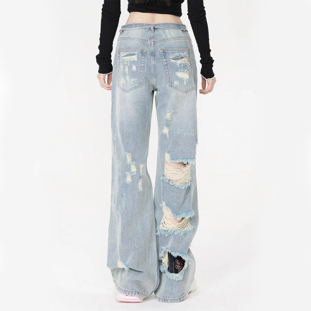 Light Blue High-Waist Chic Straight Jeans