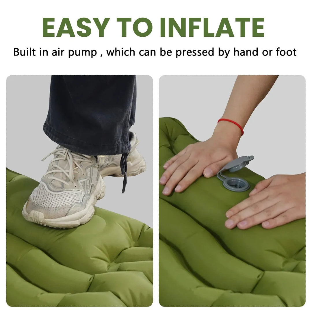 Thick Inflatable Camping Mattress with Built-in Pillow and Pump