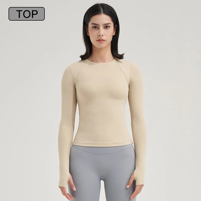 Women's Long Sleeve Yoga & Fitness Top – Breathable, Elastic Nylon Sportswear