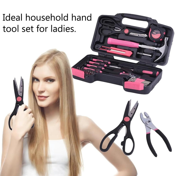 39-Piece Pink Household Tool Kit – Perfect for Home, Office, Garage & Dorm Use