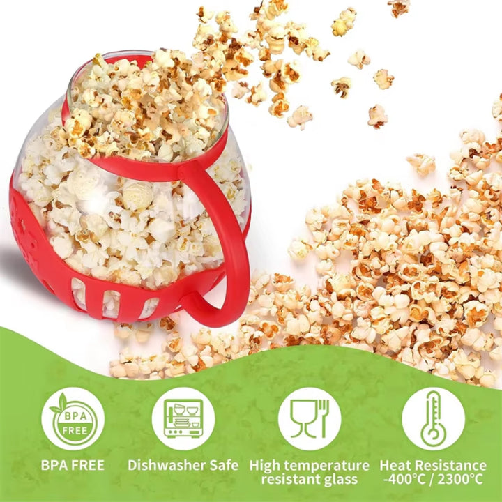 Microwave Glass Popcorn Popper with Silicone Lid