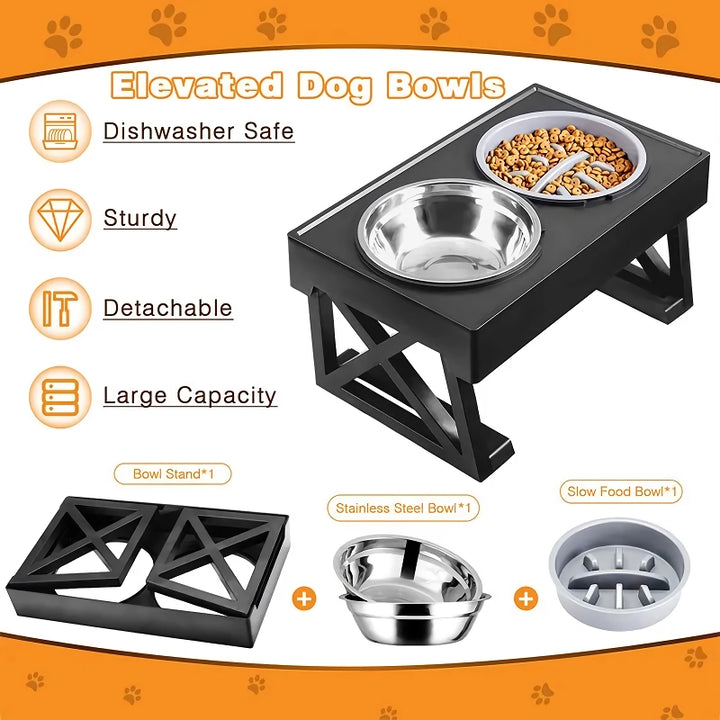 Adjustable Dog Elevated Bowls Stand