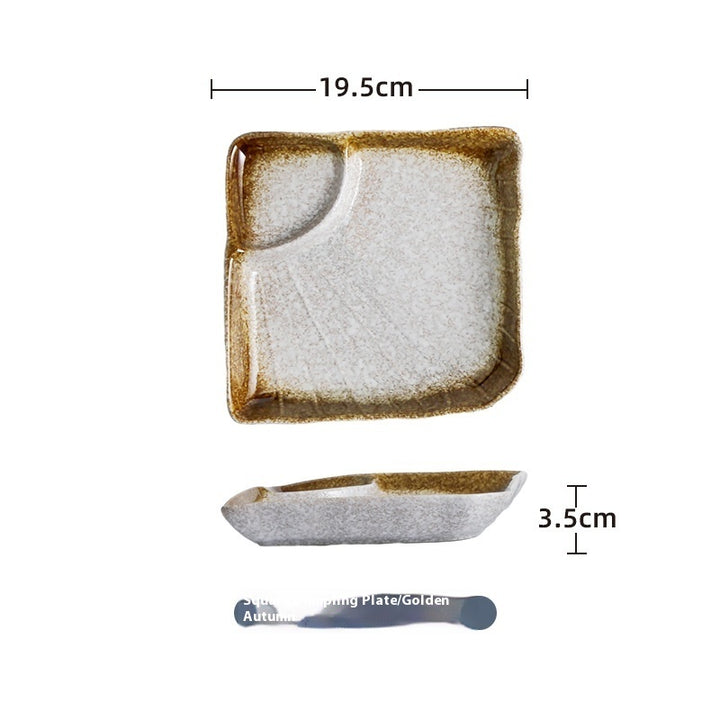 Ceramic Vinegar Dumpling Plate Bowl And Dish Compartment Household Creative Barbecue Plate Sushi Dipping Sauce