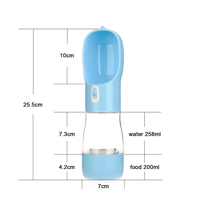 Portable Pet Water Bottle with Integrated Food Bowl