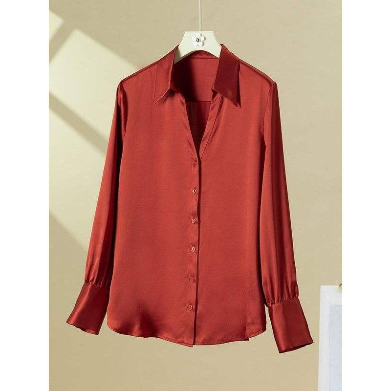 Chic 100% Silk V-Neck Blouse for Women