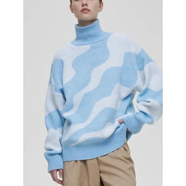 Women's Turtleneck Stripe Oversized Sweater