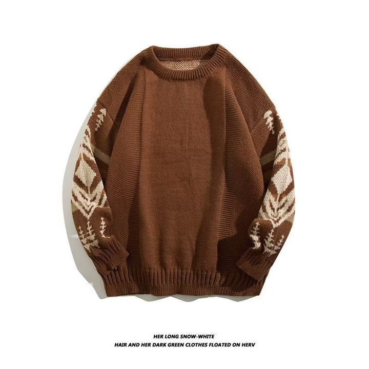 Men's Round Neck Sweater Lazy Personality Teenagers Cotton Knitwear