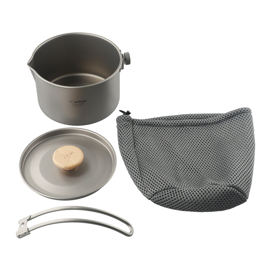 1.1L Titanium Camping Pot with Storage Sack