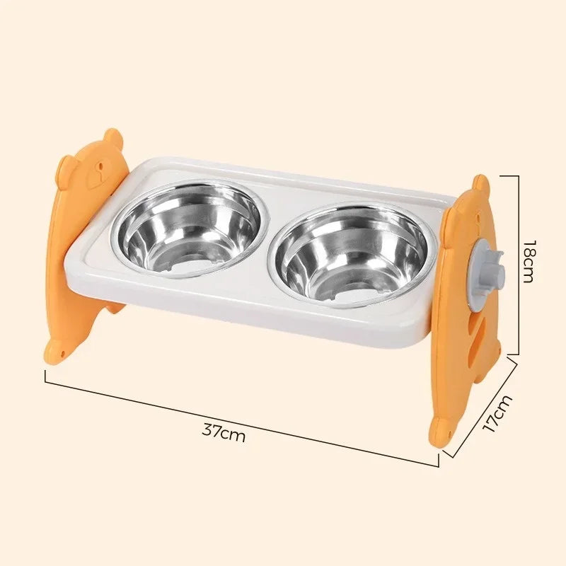 Adjustable Double Bowl Pet Feeder