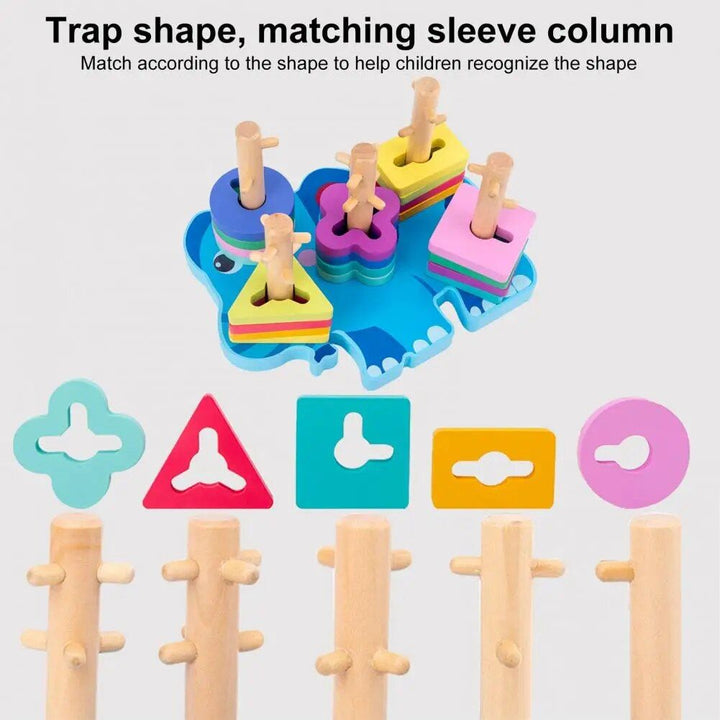 Wooden Animal Shape Puzzle & Stacking Toy for Kids' Development