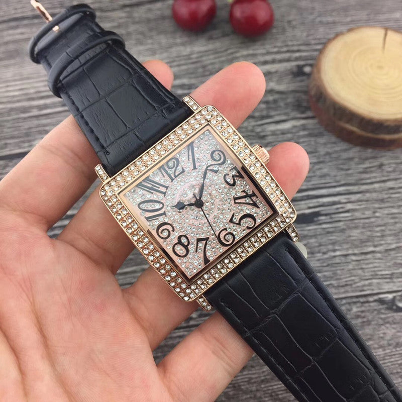 Casual inlaid rhinestone watch