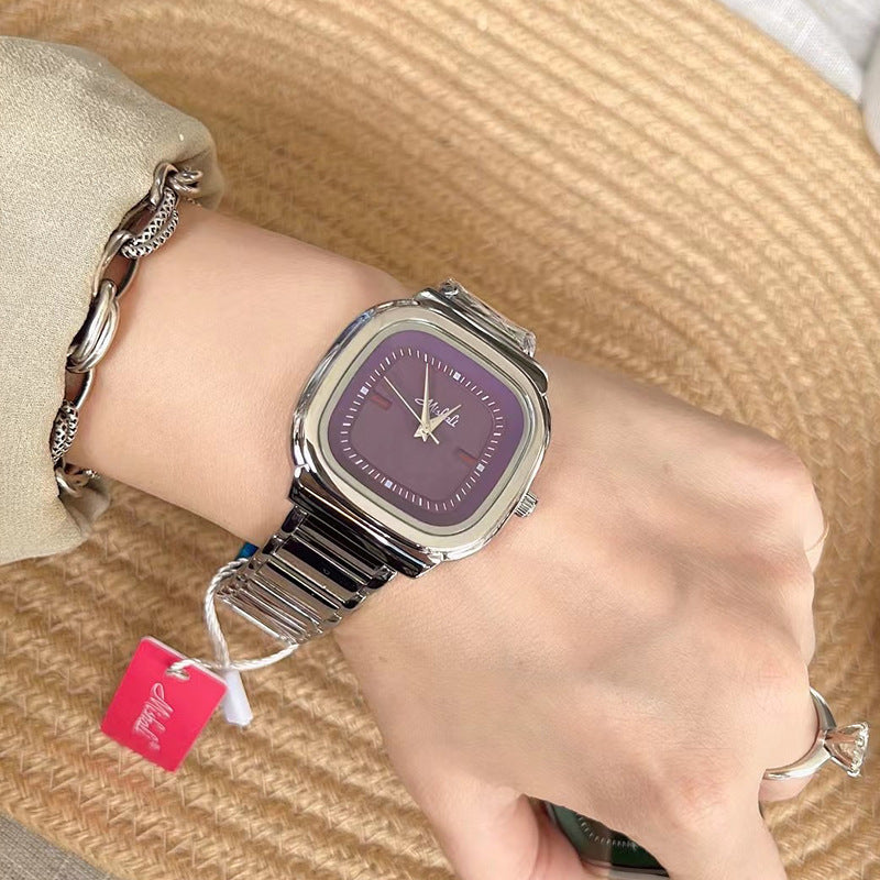 Square Steel Belt Retro Large Dial Women's Simple Watch