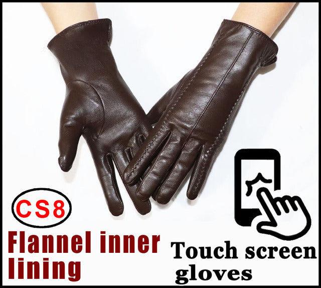 Women's Sheepskin Gloves Winter Warmth Plus Velvet Short Thi