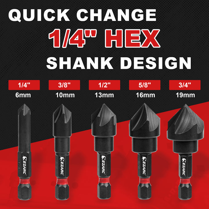 5PCS Countersink Drill Bit Set