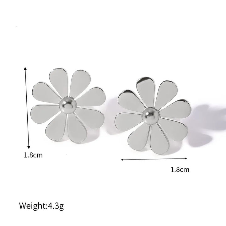 Summer Stainless Steel Light Luxury 18K PVD Plated Daisy Stud Earrings