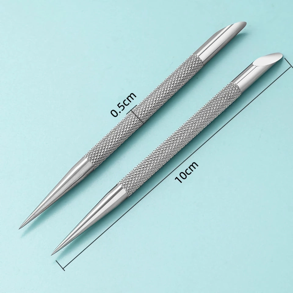 Stainless Steel Double-Head Nail Cuticle Pusher - Dead Skin Remover & Nail Art Tool