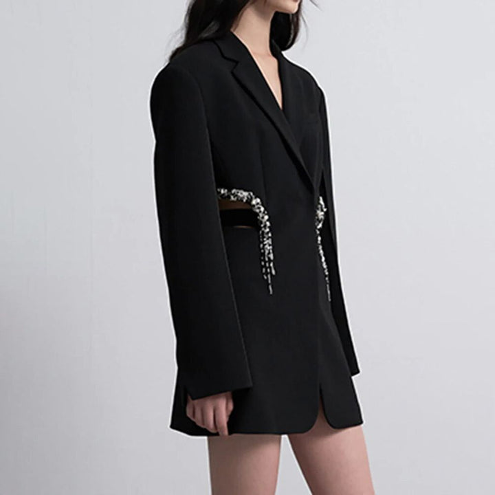 Elegant Hollow Out Crystal-Embellished Women's Blazer