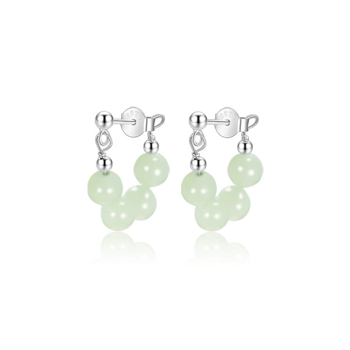 Women's Senior Sterling Silver Hetian Jade Earrings