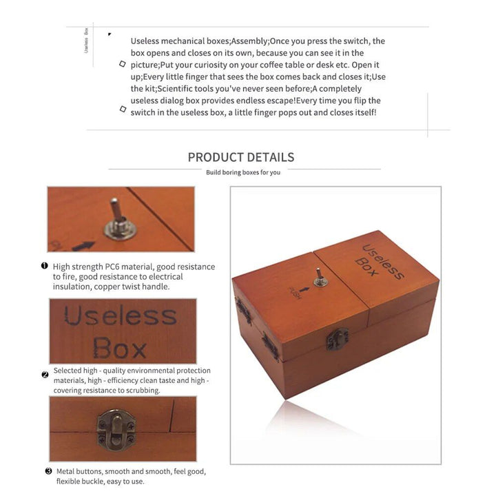 Wooden Useless Box - Interactive Stress-Reduction Toy, Ideal for Gifts