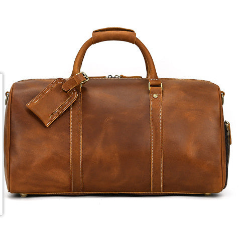 Leather Travel Bag Crazy Horse Leather Retro Duffel Bag