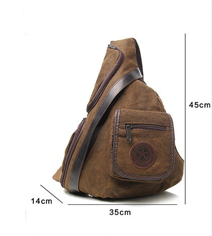 Triangle Korean retro wash canvas men's shoulder bag high school student bag diagonal package