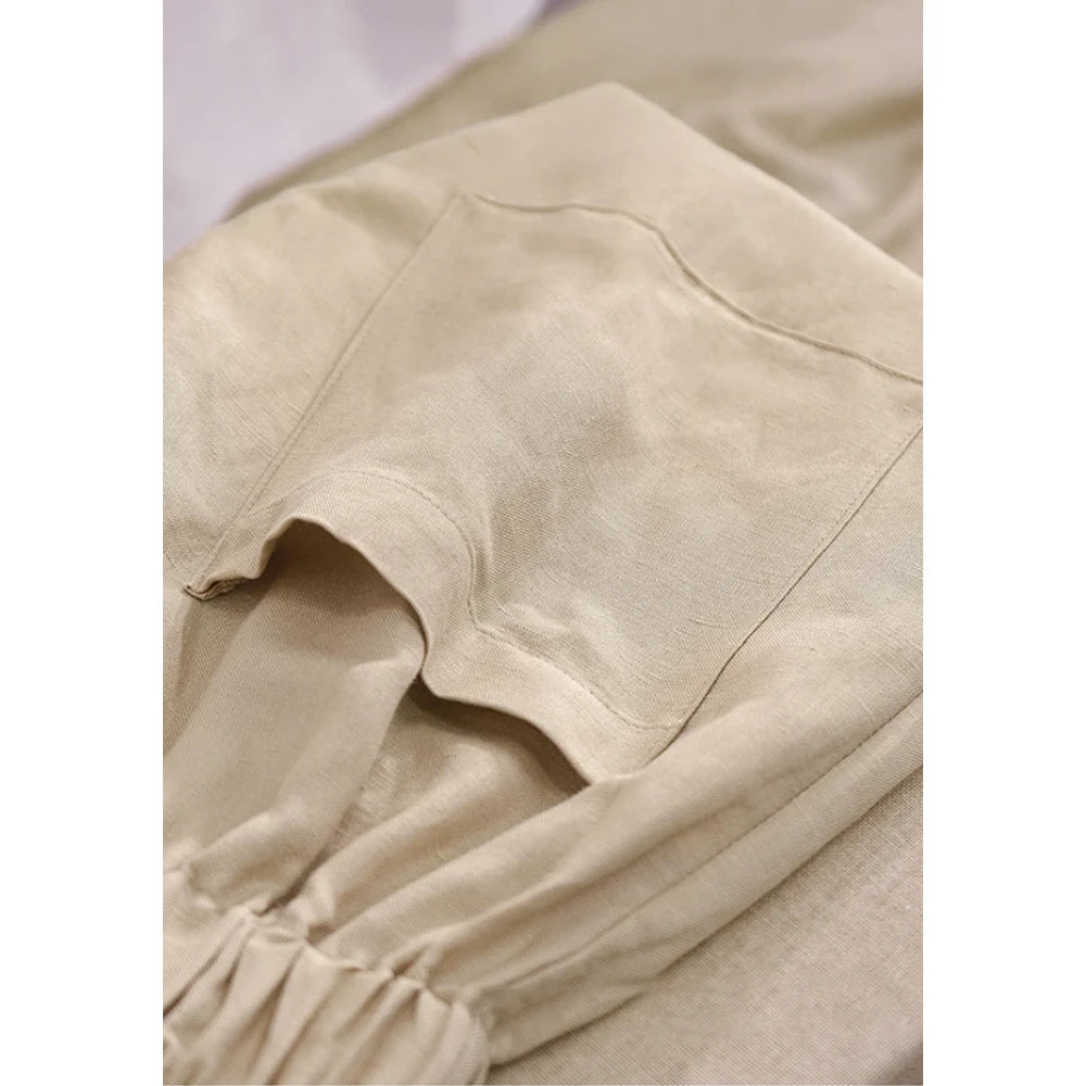 Elegant Cotton Linen Maxi Skirt