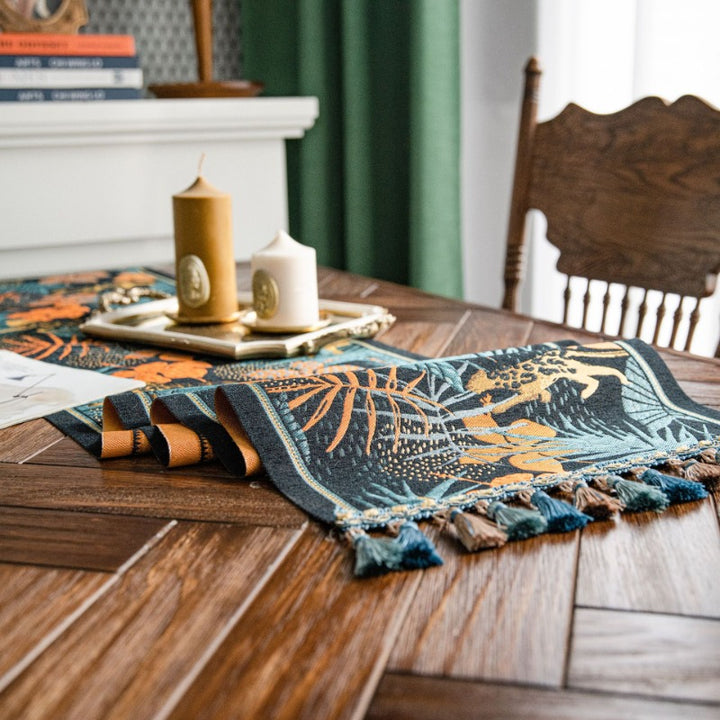 Tropical Elegance Polyester Table Runner for Home and Hotel Decor