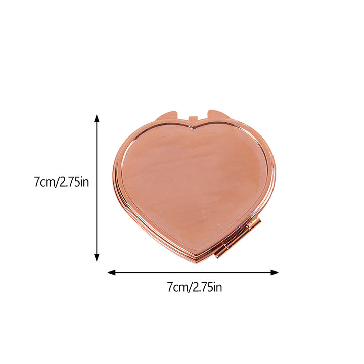 Heart-Shaped Metal Pill Box with Mirror