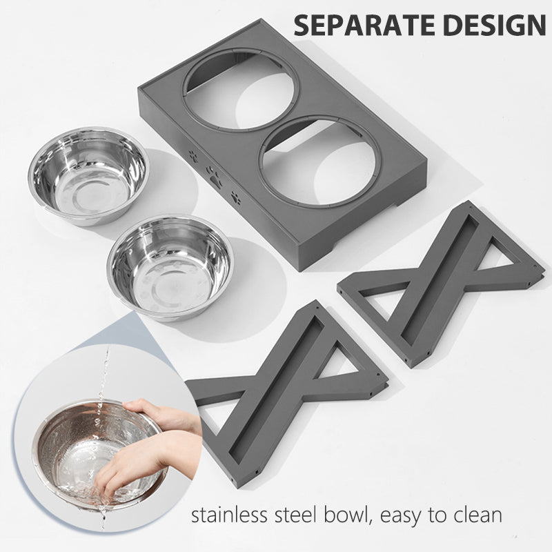 Adjustable Height Double Bowls with Stand