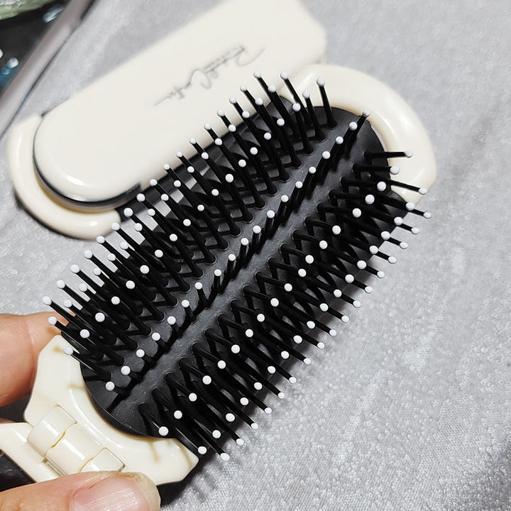 Portable Foldable Hair Brush with Mirror