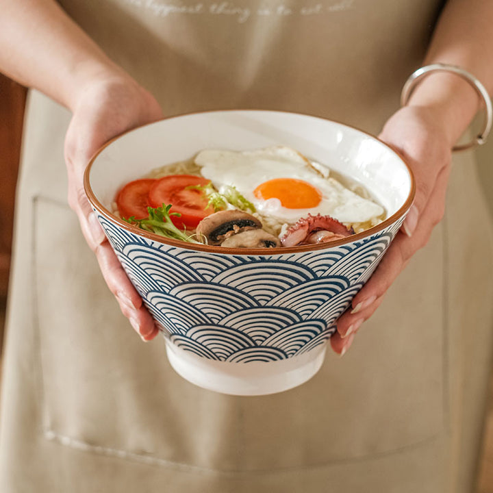 Noodle Bowl Homemade Underglaze Ceramic Rain-hat Shaped Bowl