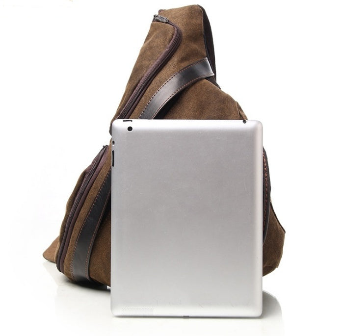 Triangle Korean retro wash canvas men's shoulder bag high school student bag diagonal package