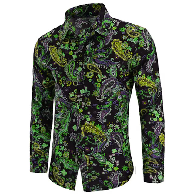 Chemise à manches longues de mode pour hommes de nouveau style de commerce extérieur, chemise de fleur de boîte de nuit, chemise pour hommes