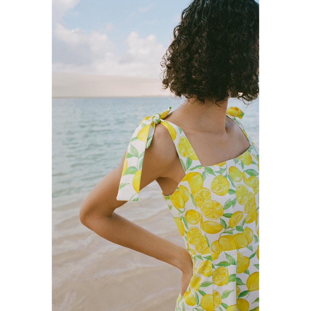 Fruit Print Sleeveless Summer Beach Dress