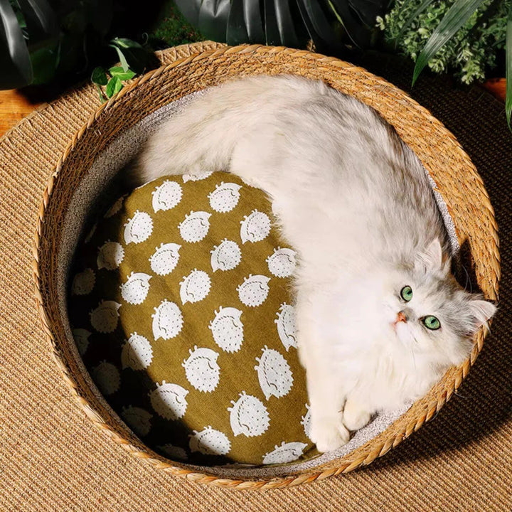 Handwoven Rattan Cat Bed