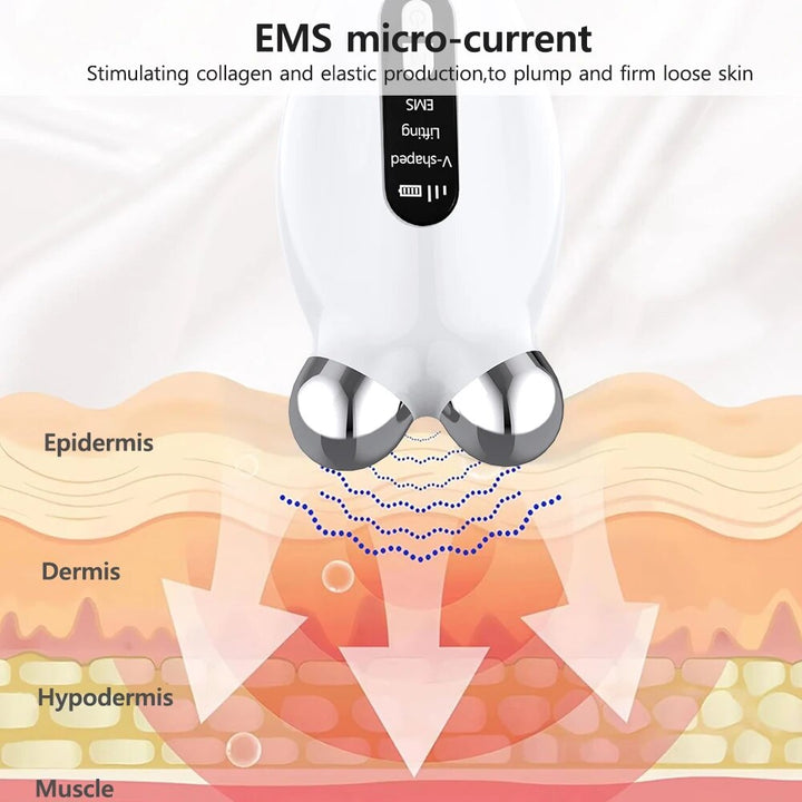 Facial Rejuvenator: Microcurrent EMS Roller & Vibrating Massager