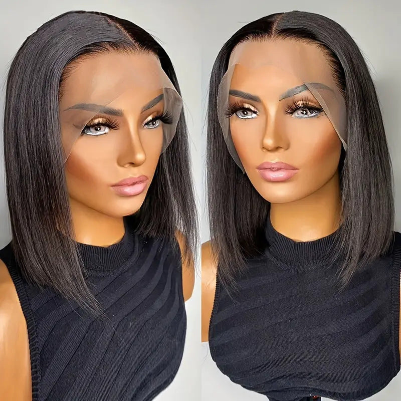 Short Bob Wig Front Lace Amazon Bobhaircut Black Short Straight Hair Full-head Wig