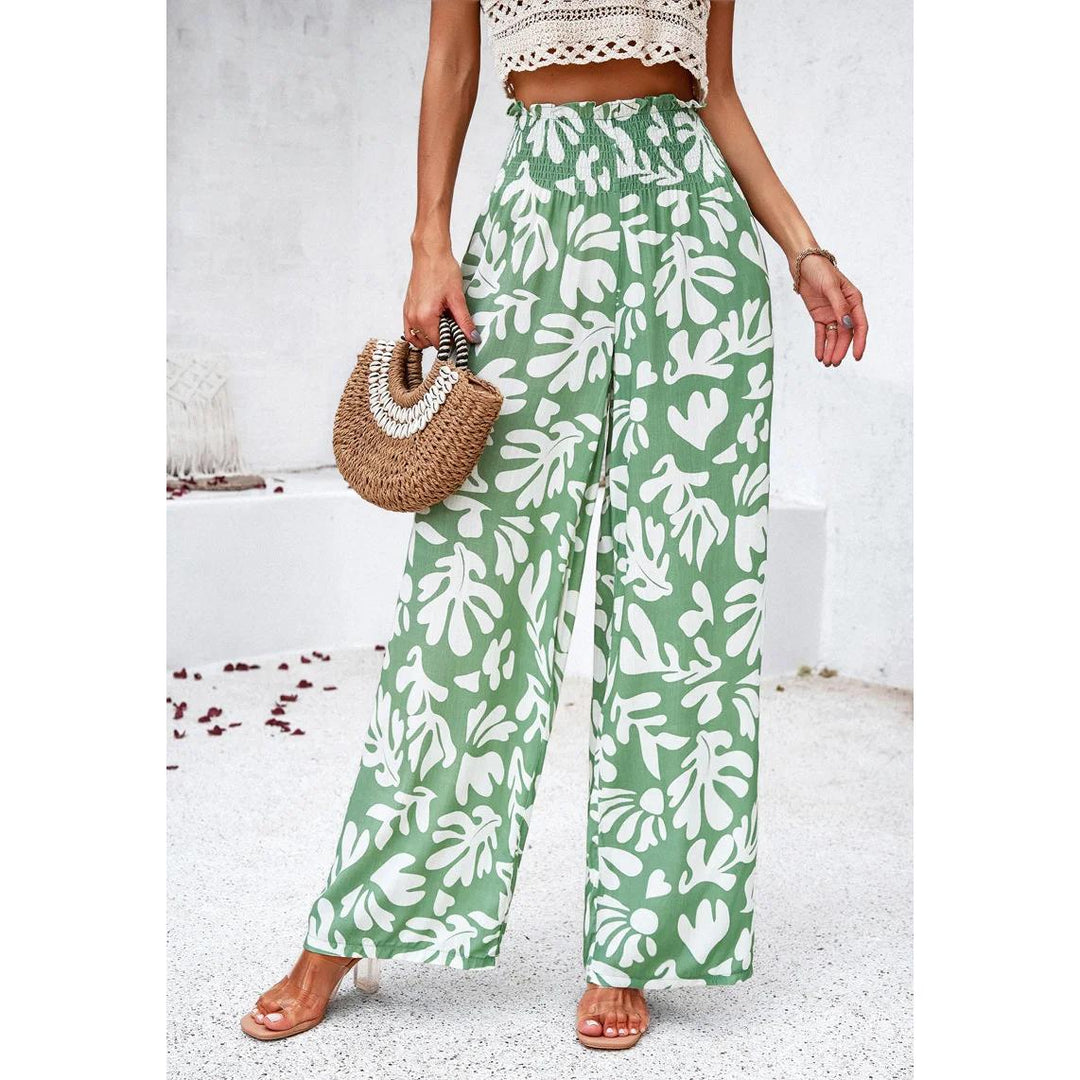 Elegant Wide-Leg Printed Trousers for Women