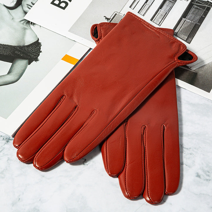 Touch Screen Gloves With Plush And Thick Leather Lining