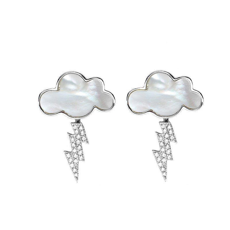 Earrings Shell Cloud Stud Earrings Sterling Silver Zircon