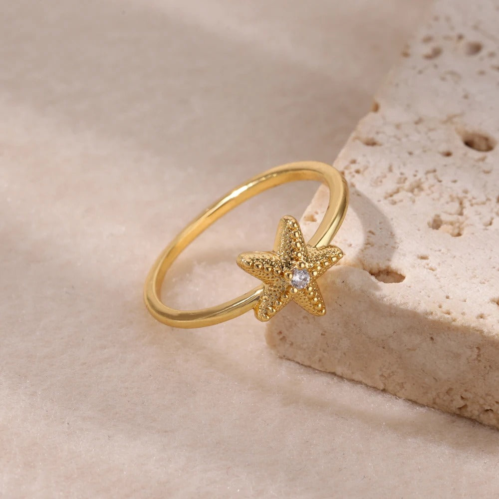 Zircon Starfish Ring for Women