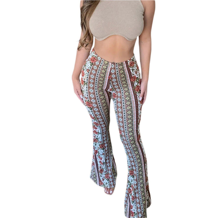 Floral Print High-Waist Flared Pants for Women