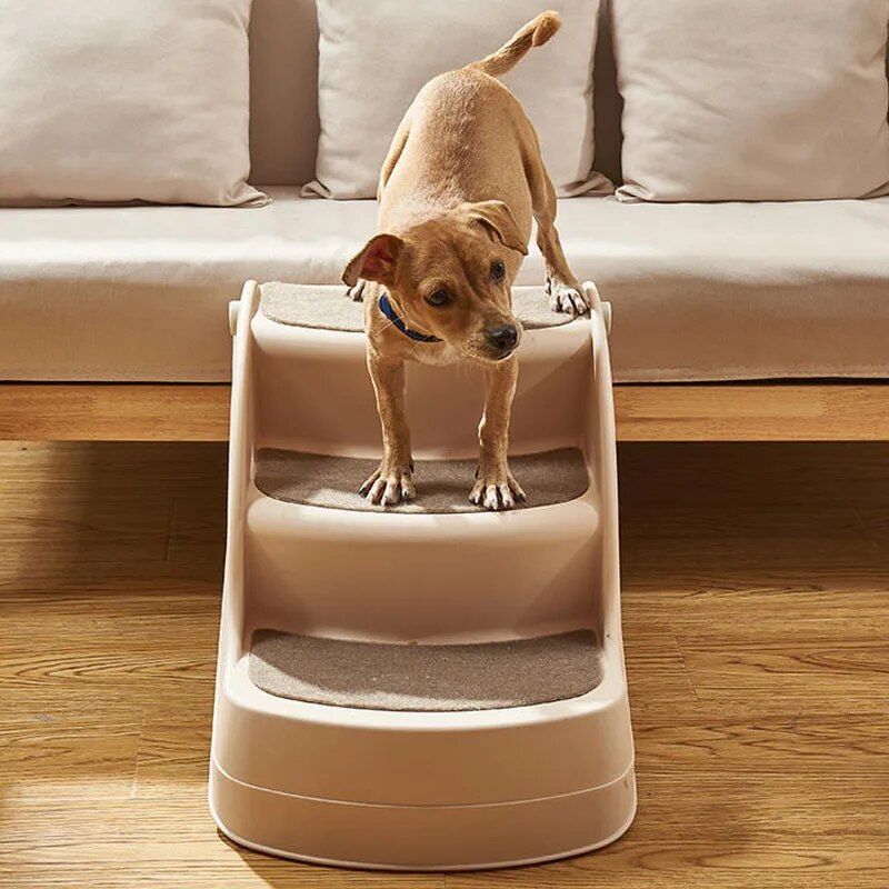 Compact Foldable Pet Stairs - 3-Step Non-Slip Safety Ramp for Dogs & Cats