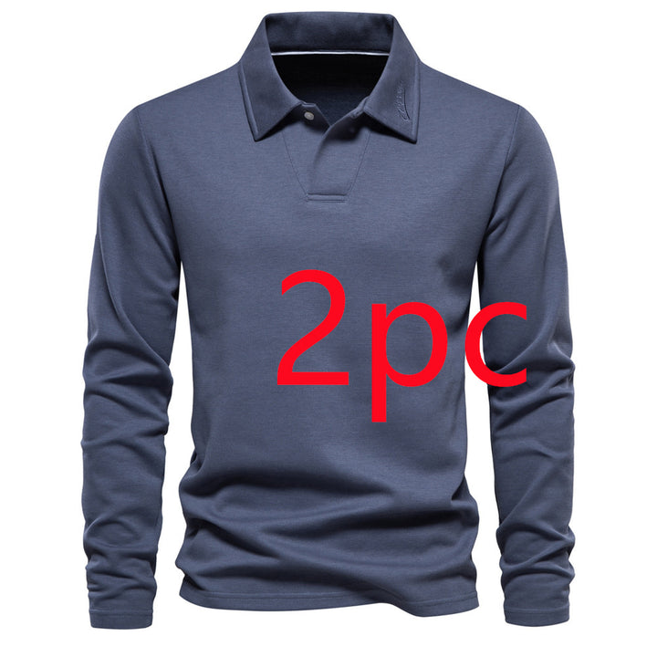 Fashion Lapel Long-sleeved Polo Shirt Men's Casual Solid Color Tops Clothing