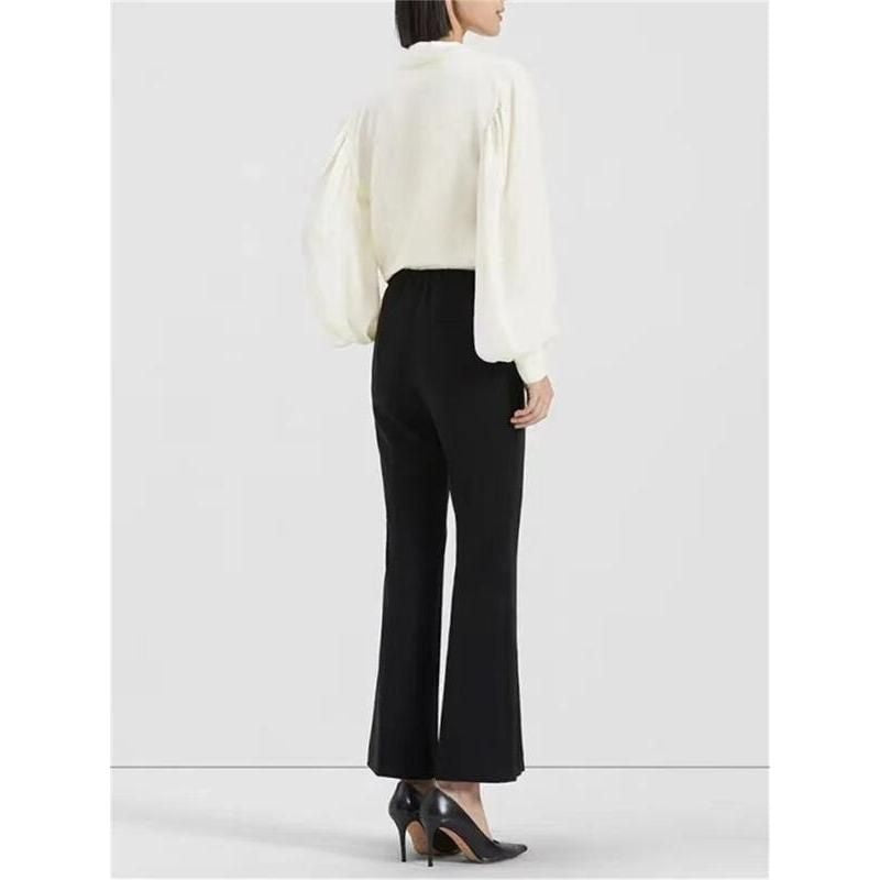 Elegant High-Waist Flared Trousers