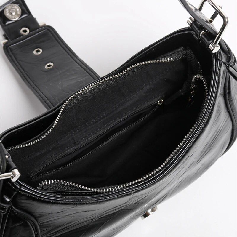 Chic Leather Half Moon Shoulder Hobo Bag